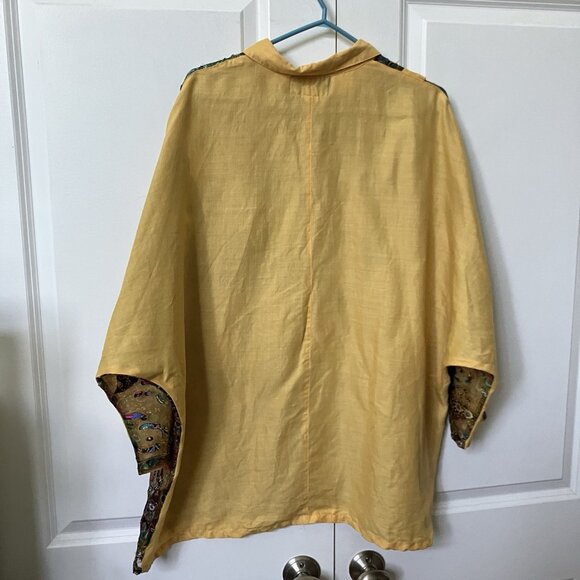 Vtg Caravaggio Linen Shirt Womens Sheer Mixed Material Funky Art to Wear Italy - Picture 4 of 6